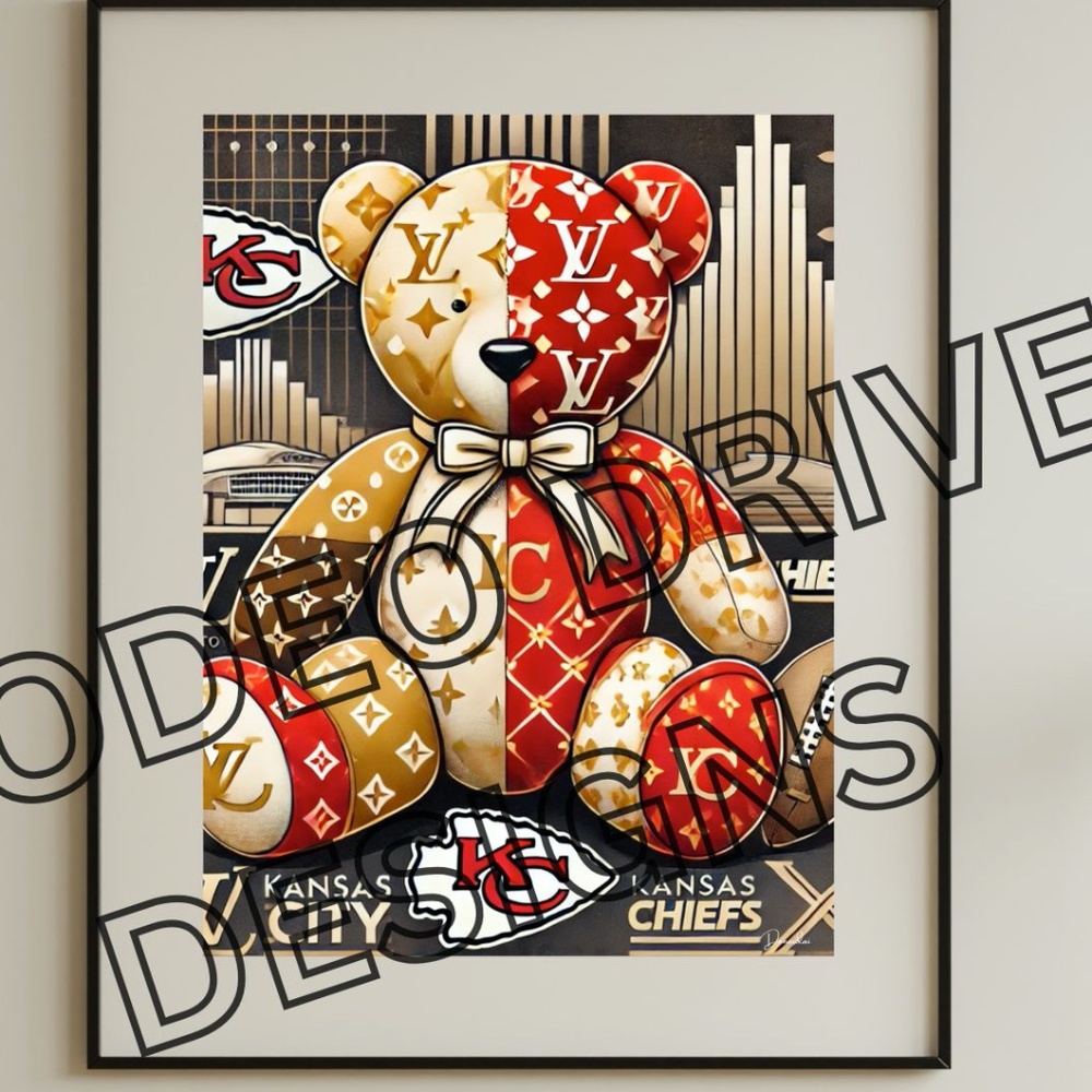 Louis Vuitton Kansas City Chiefs Bear Print (18x24) by Rodeo Drive Design
